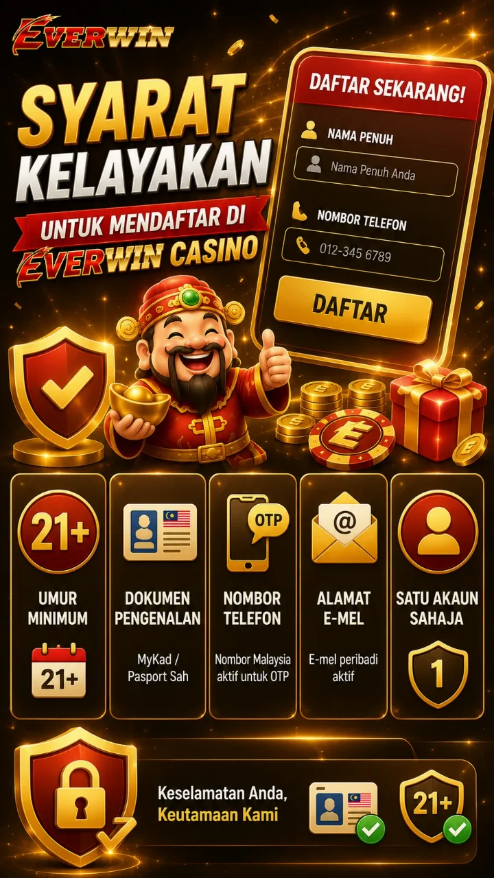 Borang pendaftaran kasino dengan medan nama dan telefon