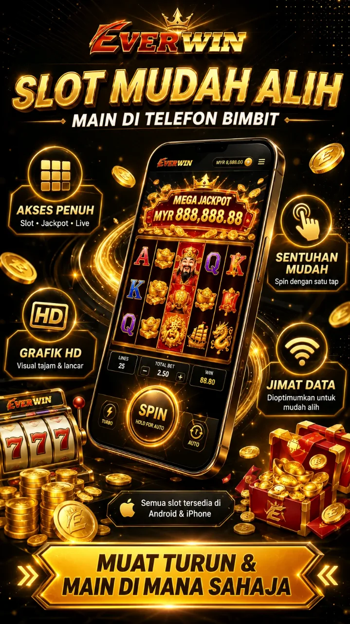 Telefon pintar dengan slot dimainkan di skrin